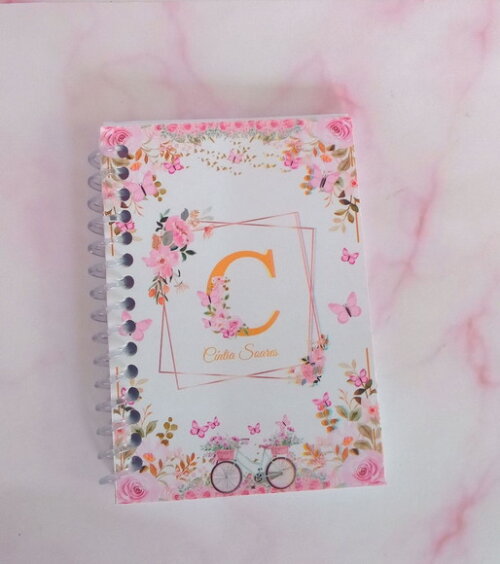 Caderninho/ Bloquinho Floral Rosa -a6/48 Folhas