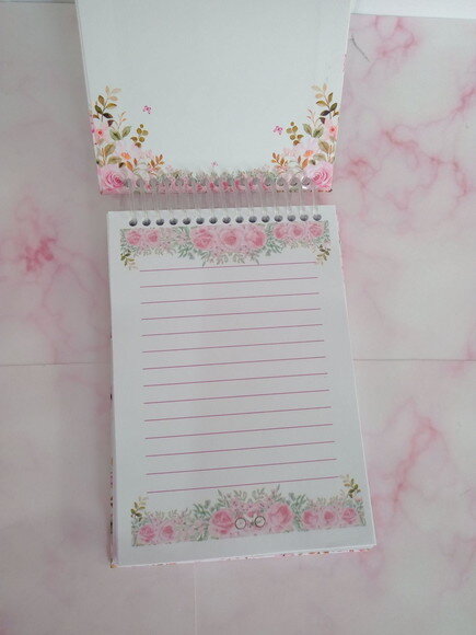 Caderninho/ Bloquinho Floral Rosa -a6/48 Folhas