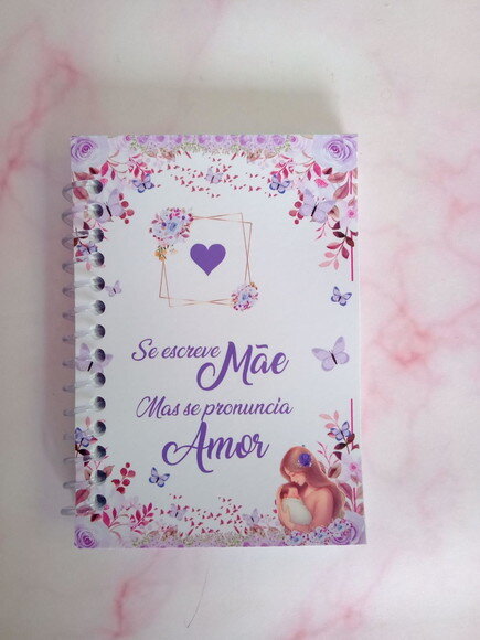 Caderninho/bloquinho Dia das Mães Floral Lilás- 7x10/fls Br