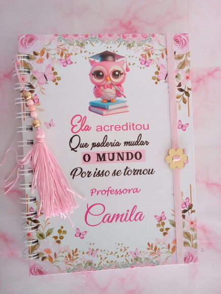 Caderno Pautado Professora Coruja Floral -a5 c/ 100 Folhas