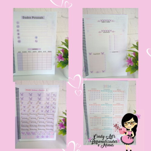 Caderno Universitário Floral Borboleta 100 Folhas-