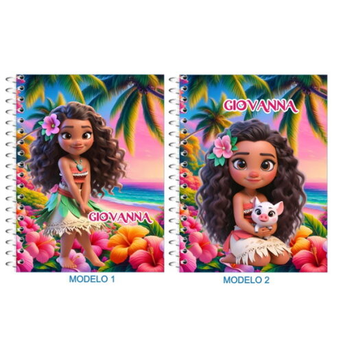 Caderno Universitário Personalizado Moana Cute 2.0- 50folhas