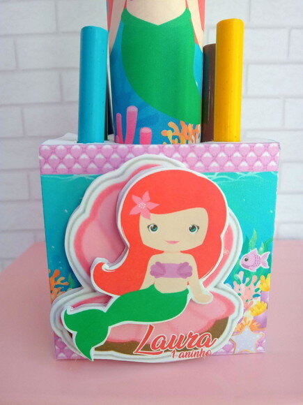 Caixa Cubo Colorir Pequena Sereia Cute