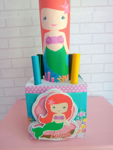 Caixa Cubo Colorir Pequena Sereia Cute