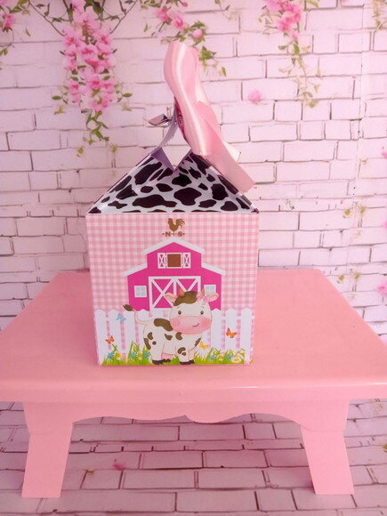 Caixa Cubo Delicada Fazendinha Rosa