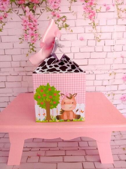 Caixa Cubo Delicada Fazendinha Rosa
