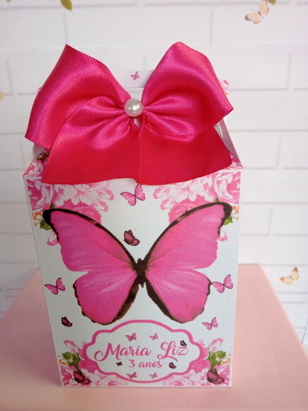 Caixa Lancheirinha Borboleta Pink