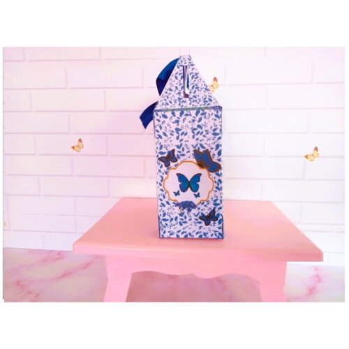 Caixa Lancheirinha Floral Azul