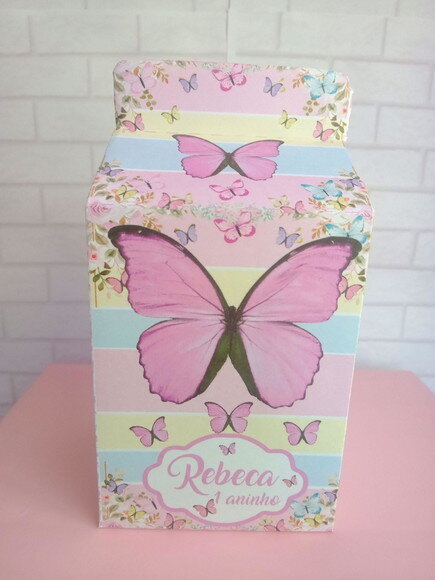 Caixa Milk Borboleta Candy Color Rosa