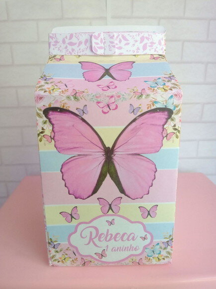 Caixa Milk Borboleta Candy Color Rosa