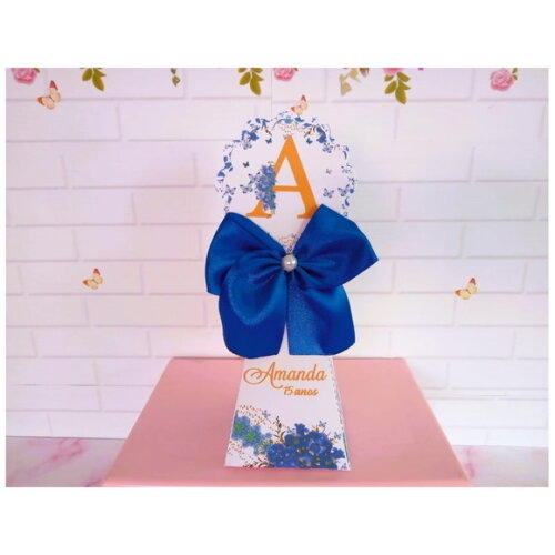 Caixa Pirâmide Floral Azul