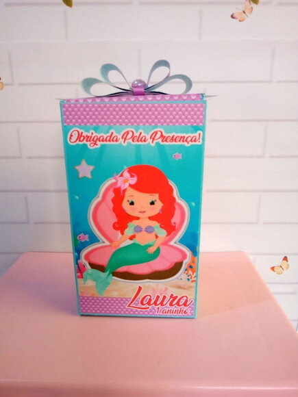 Caixa Retangular Alta Pequena Sereia Cute