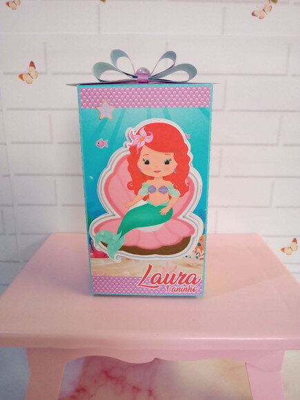 Caixa Retangular Alta Pequena Sereia Cute