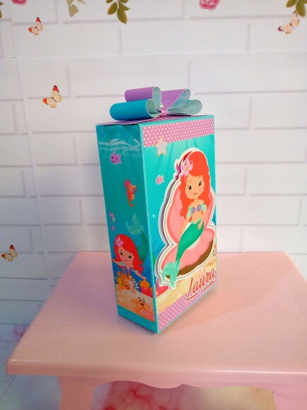 Caixa Retangular Alta Pequena Sereia Cute