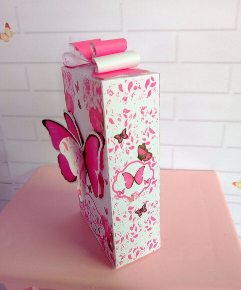 Caixa Retangular Borboleta Pink