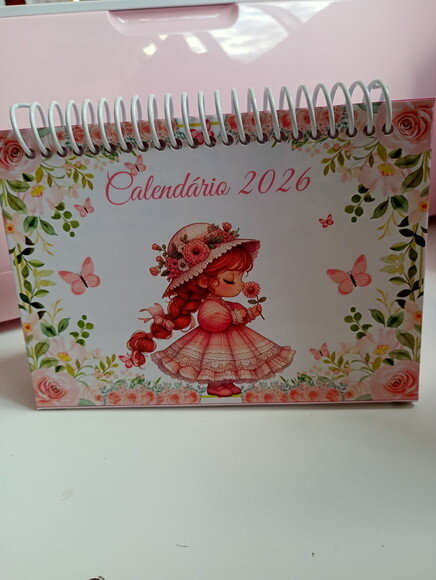 Calendário de Mesa Floral Rosa
