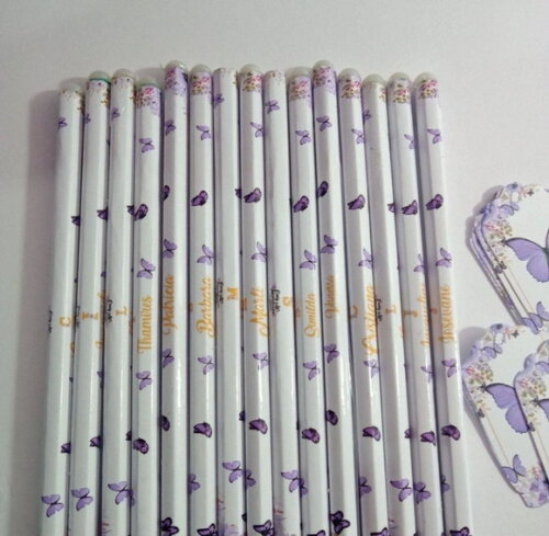 Caneta Bic Personalizada Borboleta Lilás -meia Pérola