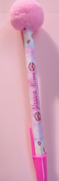 Caneta Personalizada com Pompom Rosa