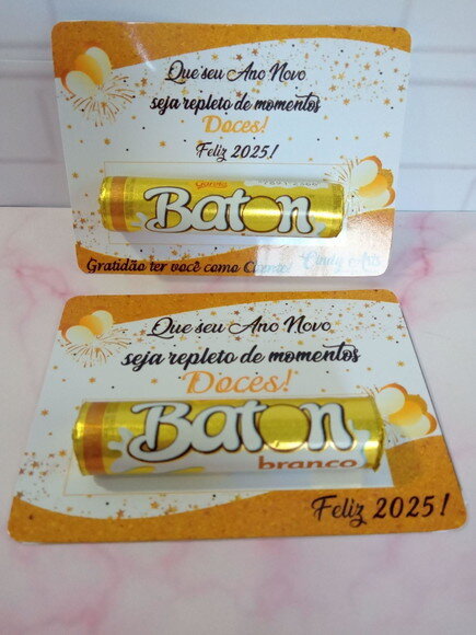 Card com Baton de Chocolate - Feliz Ano Novo