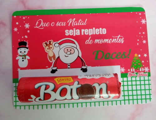 Card com Baton de Chocolate - Feliz Natal