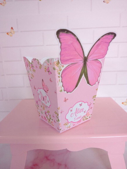 Centro de Mesa Borboleta Rosa -cachepo