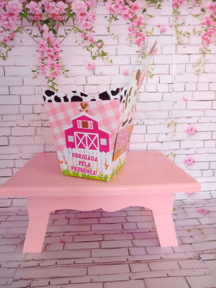 Centro de Mesa Fazendinha Rosa -cachepo