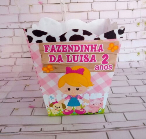 Centro de Mesa Fazendinha Rosa -cachepo C/tag