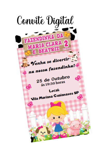 Convite Digital Fazendinha Rosa