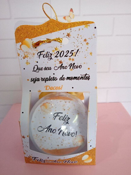 Esfera Personalizada com Bombom- Feliz Ano Novo