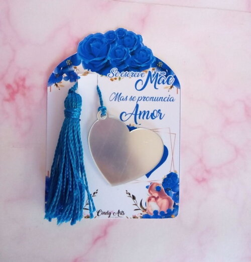 Espelho na Card Dia das Mães Floral Azul