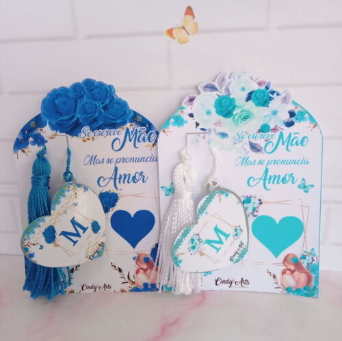 Espelho na Card Dia das Mães Floral Azul