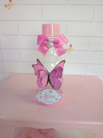 Garrafinha Borboleta Rosa -aplique