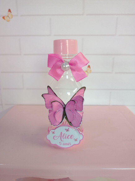 Garrafinha Borboleta Rosa -aplique