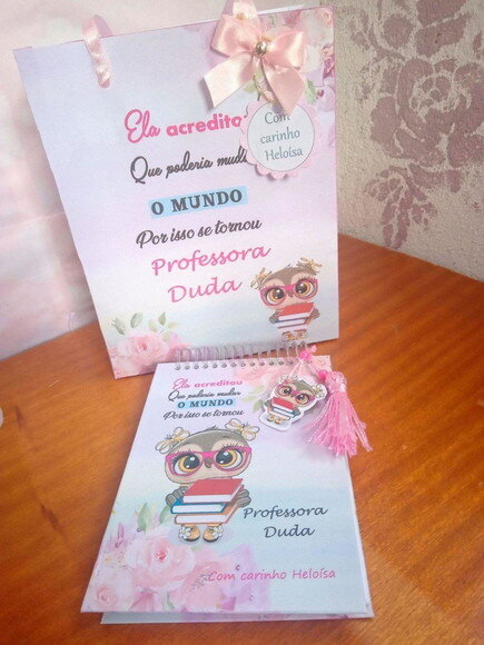 Kit Caderninho e Bloquinho Dia dos Professores -sacolinha