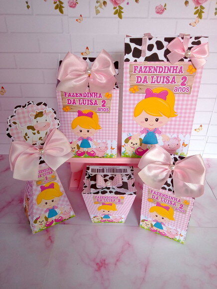 Kit Festa Fazendinha Rosa 50 Caixas