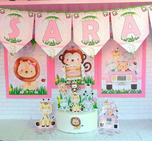 Kit Só Um Bolinho Safari Menina 22 Itens