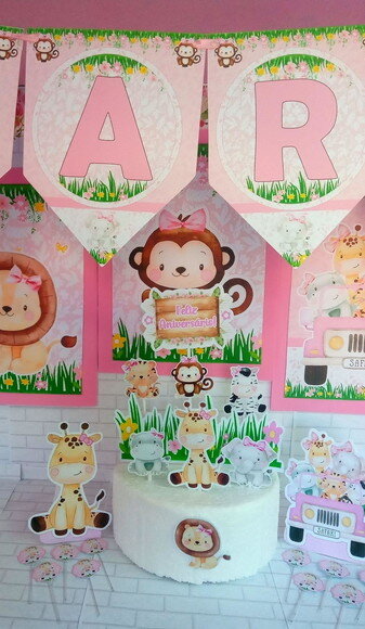 Kit Só Um Bolinho Safari Menina 22 Itens