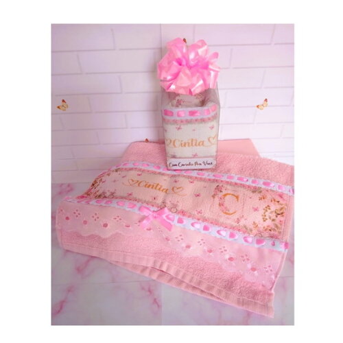 Kit Toalhinha e Hidratante Personalizados Floral Rosa