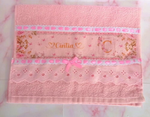 Kit Toalhinhas Personalizadas Floral Rosa