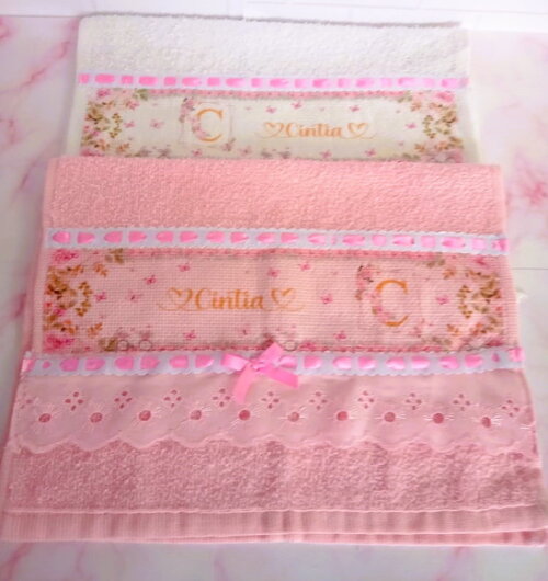 Kit Toalhinhas Personalizadas Floral Rosa