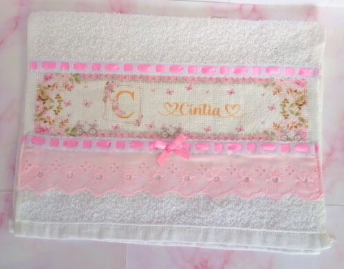 Kit Toalhinhas Personalizadas Floral Rosa