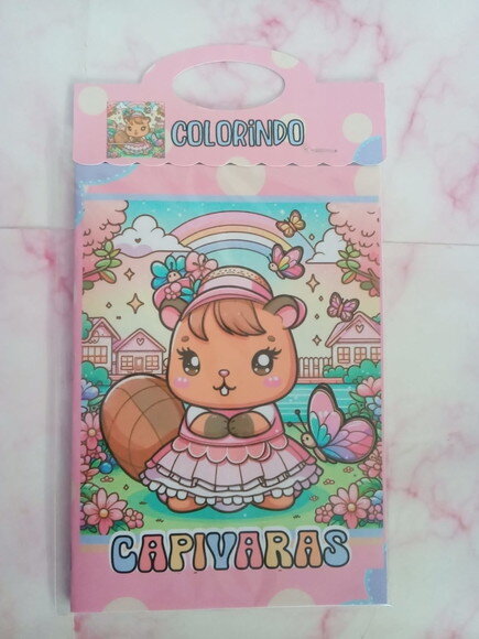Livro de Colorir com Giz de Cera -capivara