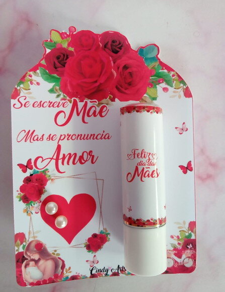 Manteiga de Cacau e Brinco na Card Dia das Mães -floral