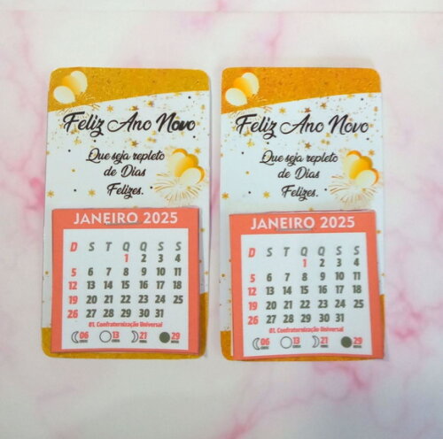 Mini Calendário de Geladeira Personalizado Feliz Ano Novo
