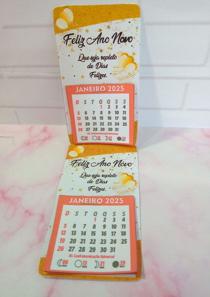 Mini Calendário de Geladeira Personalizado Feliz Ano Novo