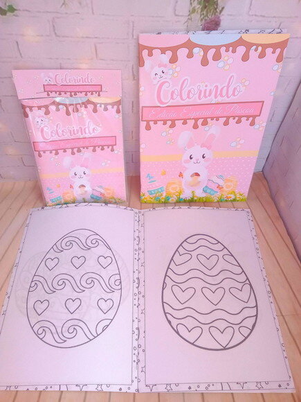 Mini Livro de Colorir c/ Giz de Cera -pascoa