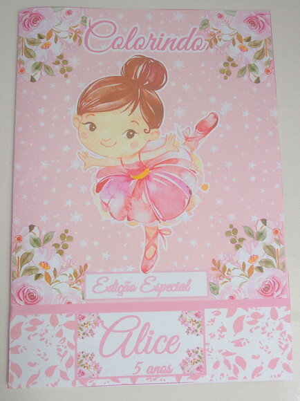 Mini Livro de Colorir c/ Giz de Cera -bailarina Aquarela