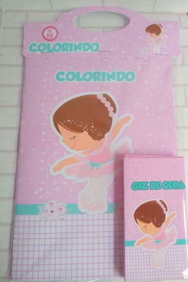 Mini Livro de Colorir com Giz de Cera -bailarina