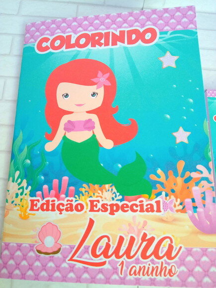 Mini Livro de Colorir Pequena Sereia Cute