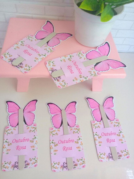 Mini Lixa na Card Borboleta Rosa